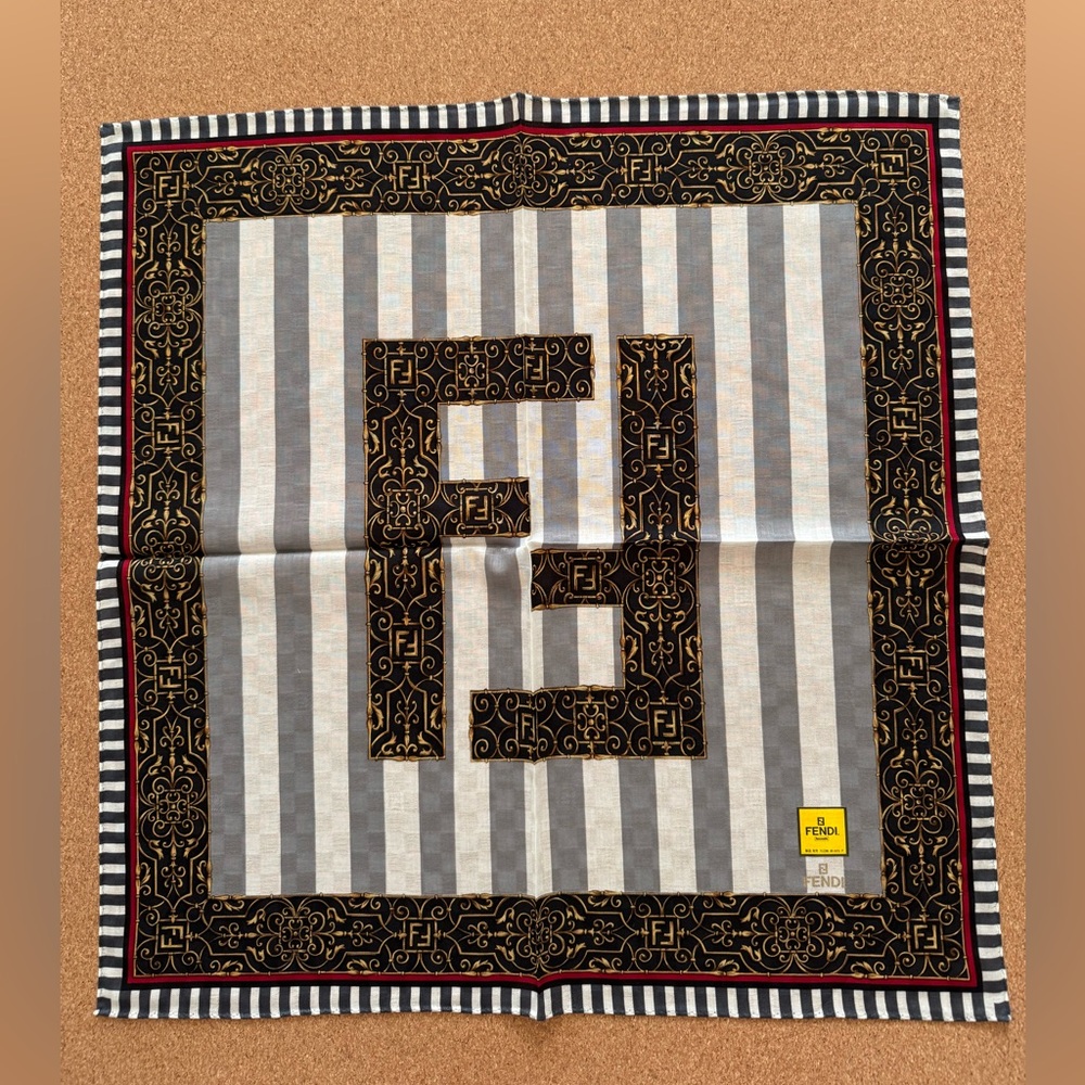 New FENDI Handkerchief/Wrapping Cloth/Mini Scarf/Bandana/Hair/Handbag Tie